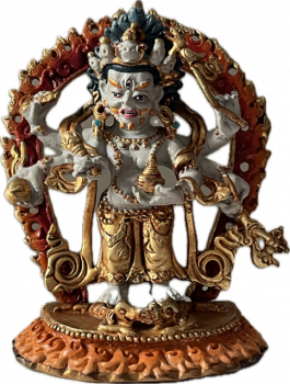 white mahakala statue copper coloured 10 cm