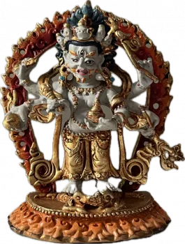 white mahakala statue copper coloured 10 cm