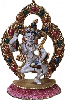 Machig Labdrön Statue aus Kupfer fein bemalt 10 cm