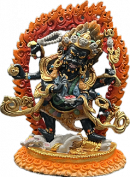Mahakala 6arm Statue aus Kupfer bemalt 10 cm