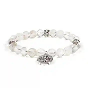 Bergkristall Handmala/Armband elastisch mit Lotus