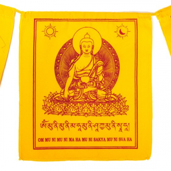 Tibetan prayer flags Shakyamuni Buddha