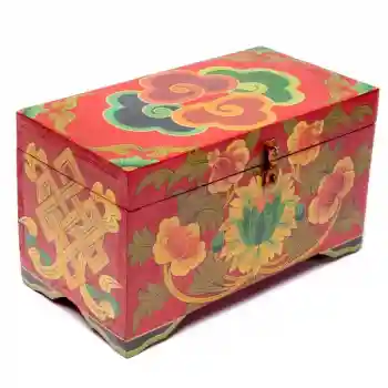 Treasure box Tibetan hand painted spirals