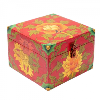 Treasure chest hand-painted with Tibetan motifs