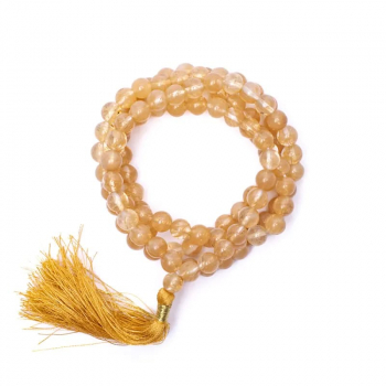 Mala gold quartz AA quality 108 pearls
