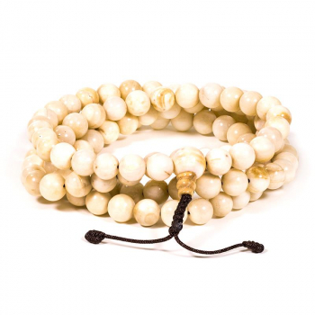 Knochenmala 108 Perlen 8mm Natur