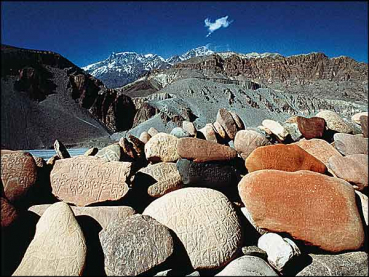 Tibet mit Mantra Steine (Poster 80x60cm)