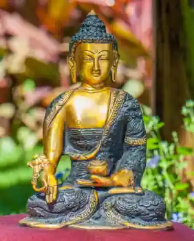 Medizin-Buddha 21,5 cm Messing finish gold/schwarz