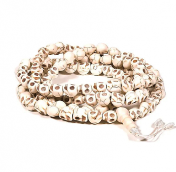 Mala skull made of bones natural color 108 pearls 10mm