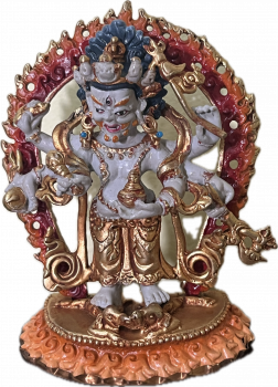 white mahakala statue copper coloured 10 cm