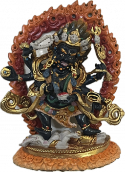 Mahakala 6arm Statue aus Kupfer bemalt 10 cm