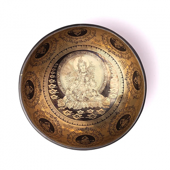 Laser-engraved singing bowl Green Tara