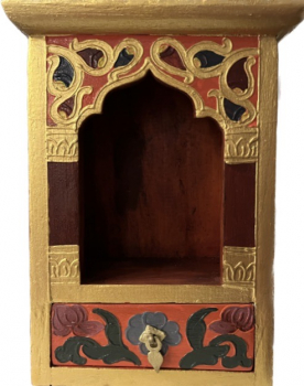 Tibetan hand painted wooden shrine small golden