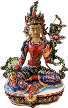 Painted Red Tara Statue