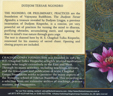 Chagdud Tulku : Dudjom Tersar Ngondro CD