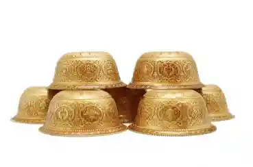 Elegant offering bowls set with 8 large lucky symbols
