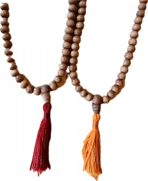Sandelholz Mala 108 Perlen 8mm gelb/rot
