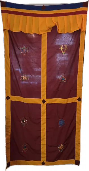 Door curtain with 8 lucky symbols in different colors