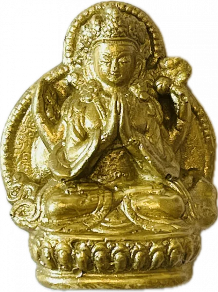 Chenrezig (Avalokiteshvara, liebevolle Augen), Tsatsa, 5,5 cm, weiß
