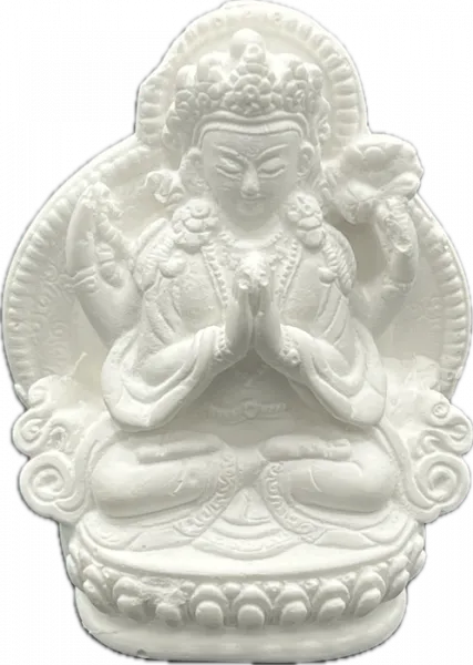 Chenrezig (Avalokiteshvara, liebevolle Augen), Tsatsa, 5,5 cm, weiß