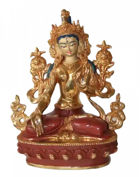 Weiße Tara Statue 21 cm teilvergoldet