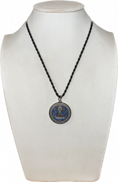 Medicine Buddha Mirror Pendant, Silver Plated