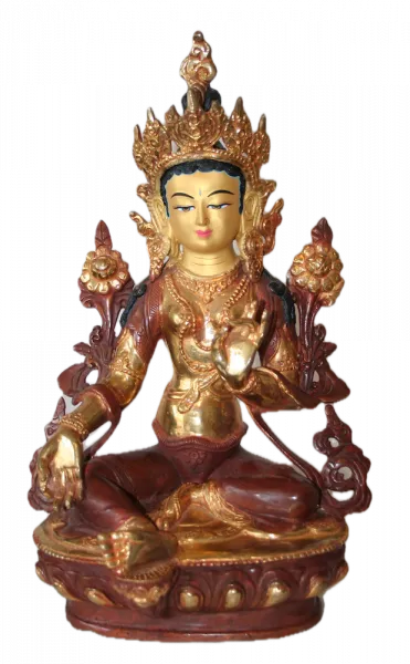 Grüne Tara Statue 32 cm teilvergoldet