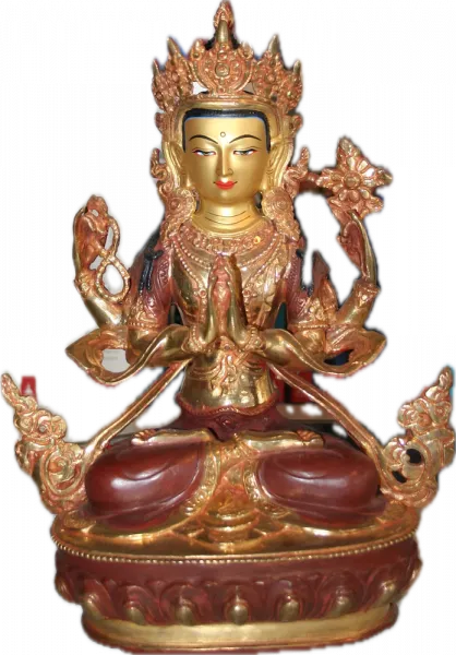 Avalokiteshvara Statue 32cm teilvergoldet