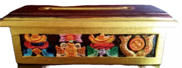 Incense Burner Wood Tibetan Paiting small