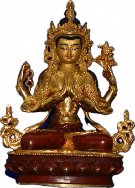Avalokitesvara - Chenrezig Statue 8 Inch half-gold plated