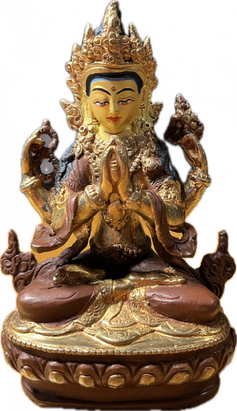 Avalokitesvara - Chenrezig Statue 8 Inch half-gold plated