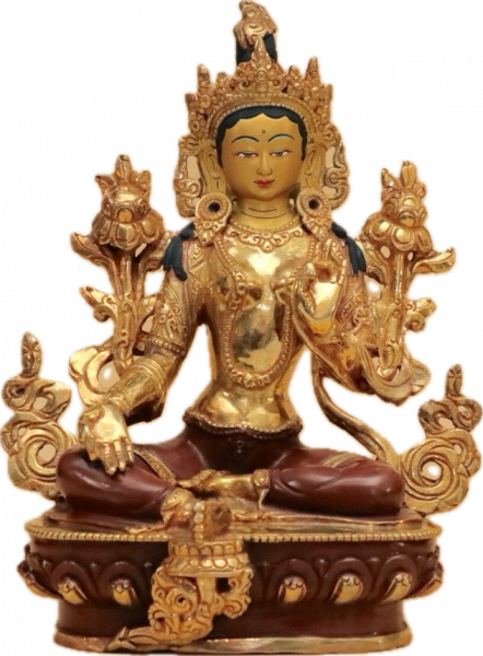 Grüne Tara Statue 21 cm teilvergoldet