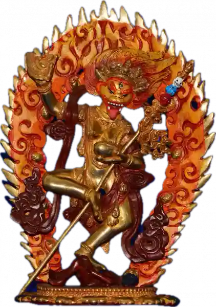 Simhamuka Dakini Statue 19cm teilvergoldet