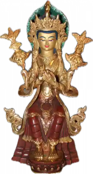 Maitreya Buddha Statue 25 cm teilvergoldet