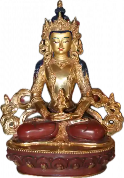 Amitayus Statue 22 cm teilvergoldet
