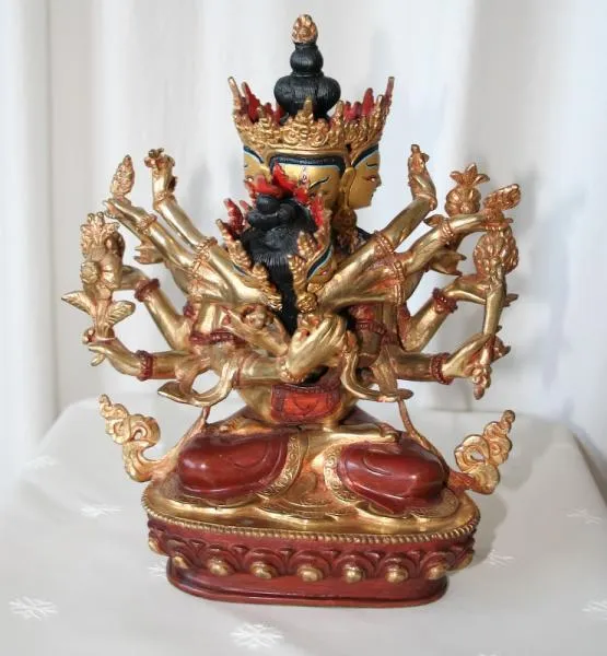 Guhyasamaja Statue 9 Inch halfgold