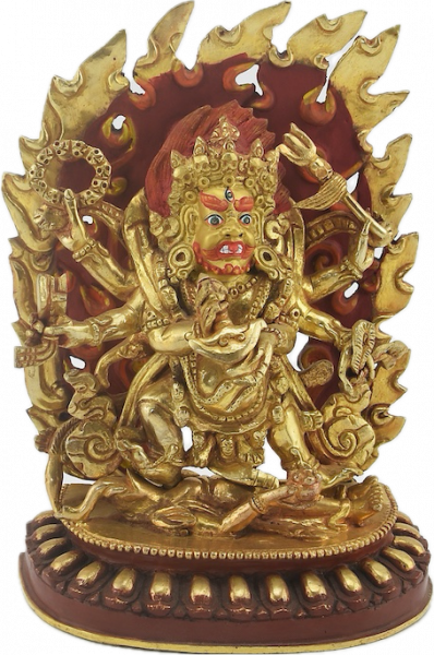 Mahakala six arm 8 Inch fullgold