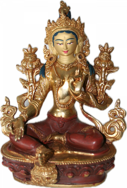 Grüne Tara Statue 21 cm teilvergoldet