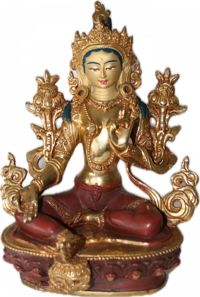Grüne Tara Statue 21 cm teilvergoldet
