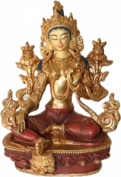 Grüne Tara Statue 21 cm teilvergoldet