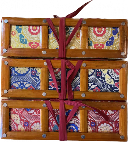 Traditional book cover for Tibetan texts made of bamboo short