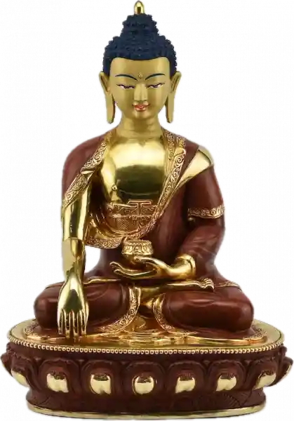 Buddha Sakyamuni Statue 32 cm teilvergoldet