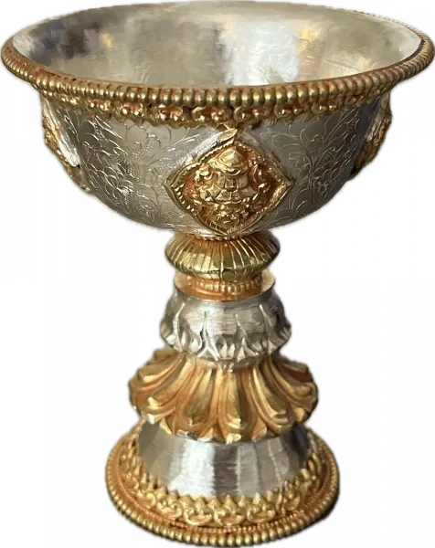 Offerbowl Set with Butterlamp with Stand gold/silber plated