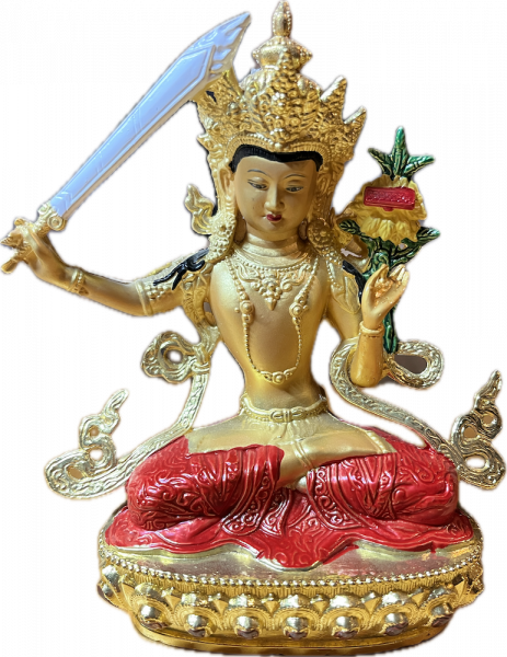 Manjusri Statue Messing bemalt