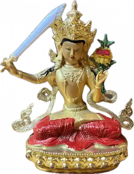 Manjusri Statue Messing bemalt