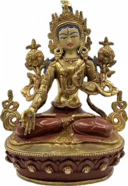 Weiße Tara Statue 21 cm teilvergoldet
