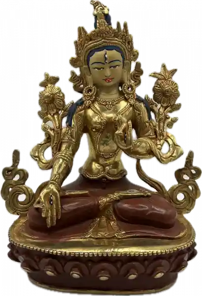 Weiße Tara Statue 21 cm teilvergoldet