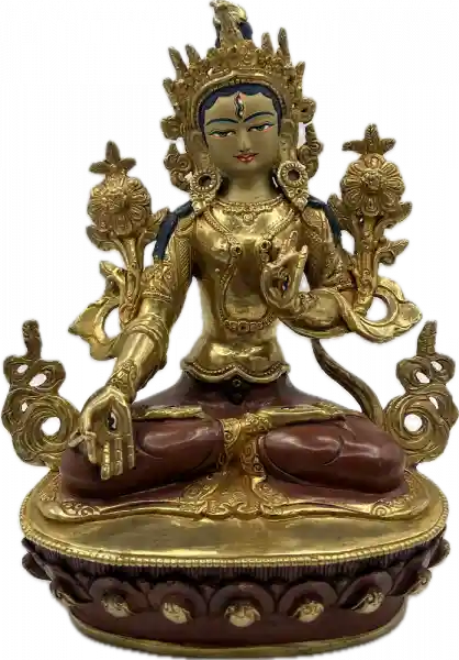 Weiße Tara Statue 21 cm teilvergoldet
