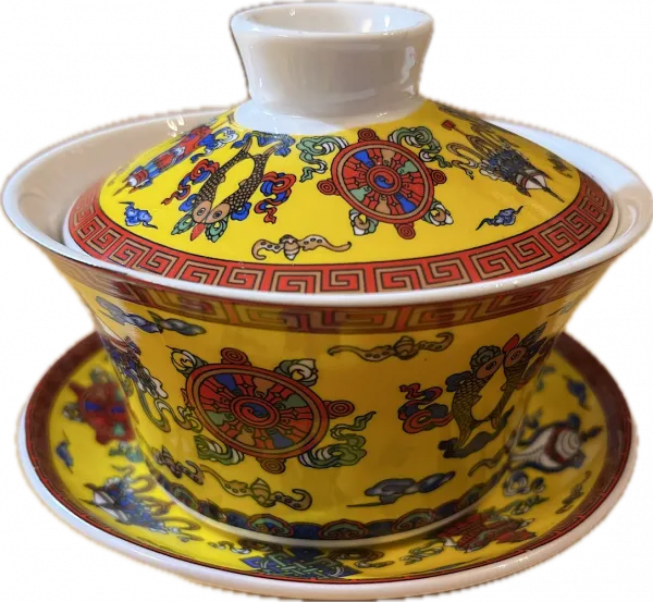 Tibetische Teetassen Set mit 8 Glückssymbolen