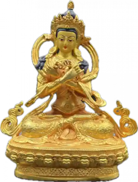 Vajradhara Statue 10 cm vergoldet mit Gesichtsbemalung